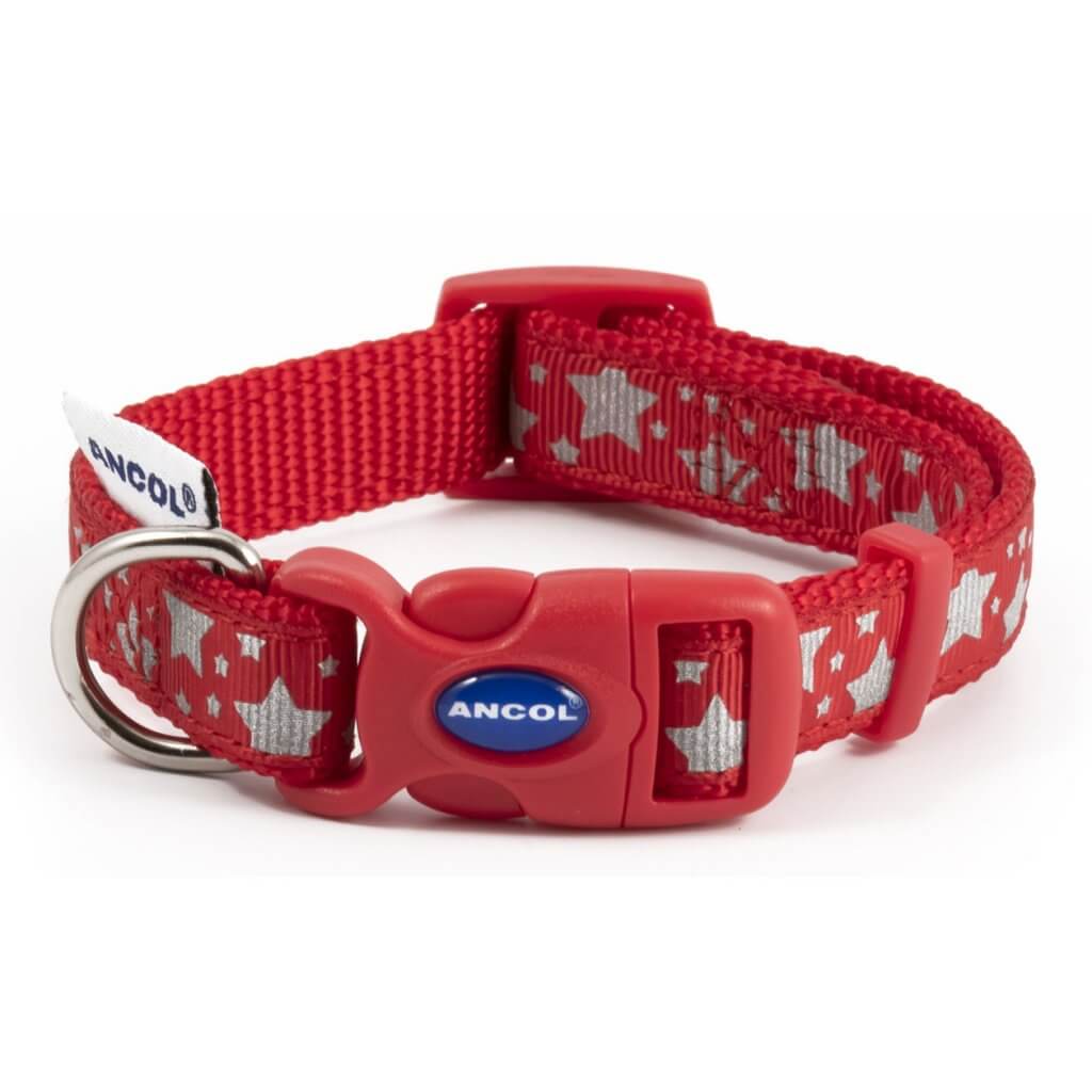 Ancol Red Stars Nylon Dog Collar